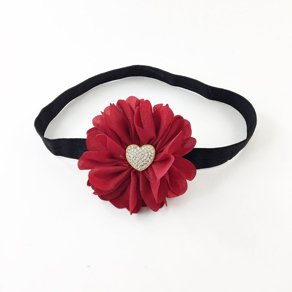Luciana- red sparkle flower with gold heart