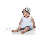 Madeline- Metallic Silver Messy Bow