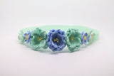 Victoria Floral Crown Headband- Mint and Blue