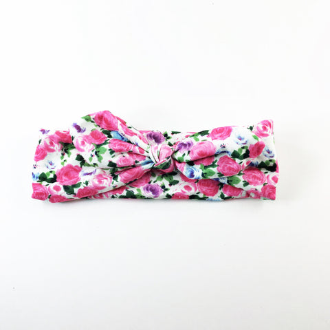 Karen- Hot Pink Floral Knotted Headband