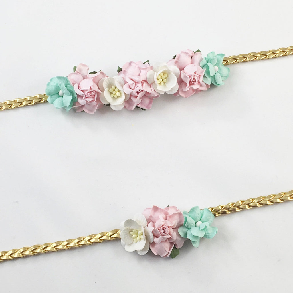 Mommy and Me- Pink, Cream, Mint and Gold Headband