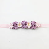 Mommy and Me- Pink and Purple flowers on Pink Headband