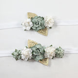 Mommy and Me- Sage and Cream Flower Headband