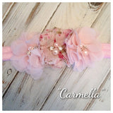 Carmella- Pink Floral Headband