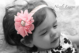 Penelope- Pink Headband with Pearl