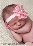 Penelope- Pink Headband with Pearl