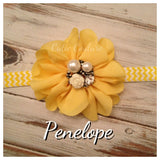 Penelope- Yellow Flower with Pearl and Rose Stone
