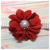 Penelope- Red Flower with Pearl