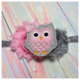 Owl Headband- Pink and Gray