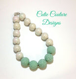 Bubblegum Necklace- Mint Necklace and Irredecent Pearl