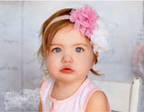 Scarlett- White and Pink Headband with Pearl