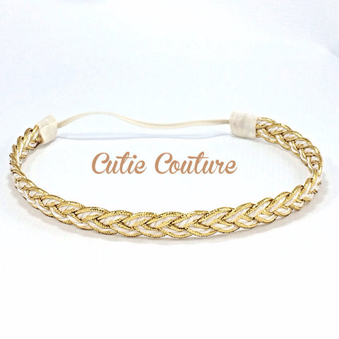 Gold and Cream braided headband