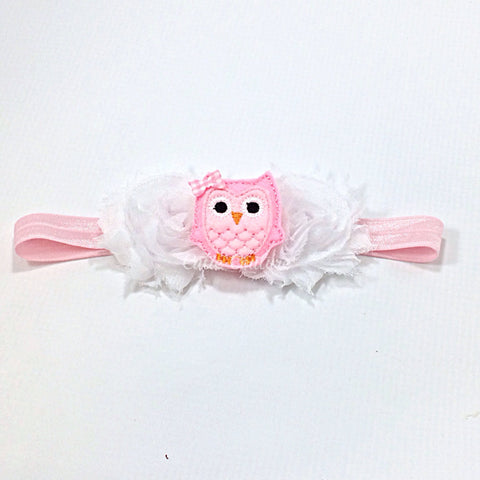 Owl Headband- White and Pink