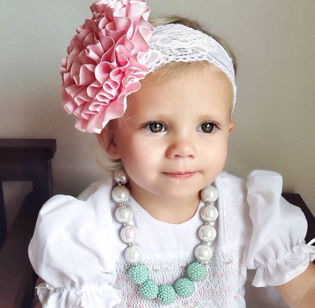 Bubblegum Necklace Mint Necklace and Irredecent Pearl