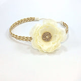 Samantha- Cream Flower on a gold braided headband
