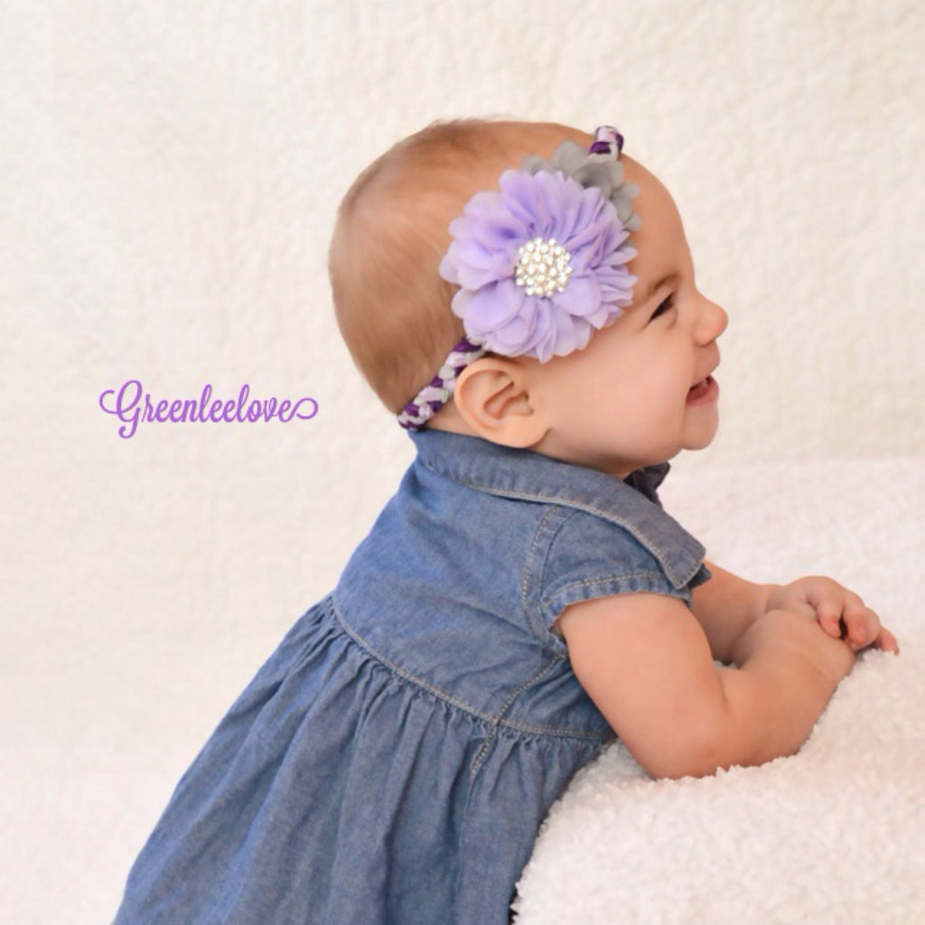 Gabriella- Purple and Gray braided headband