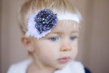 Camilla- White and Gray Polka Dot Headband