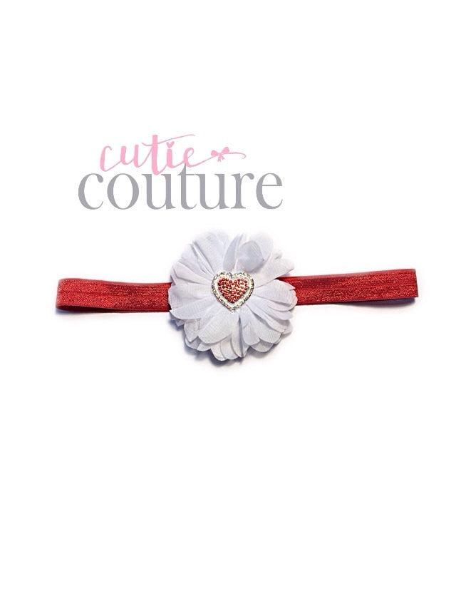 Luciana- White and Red Heart Headband