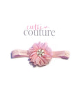 Luciana- Pink Headband with white flower stone