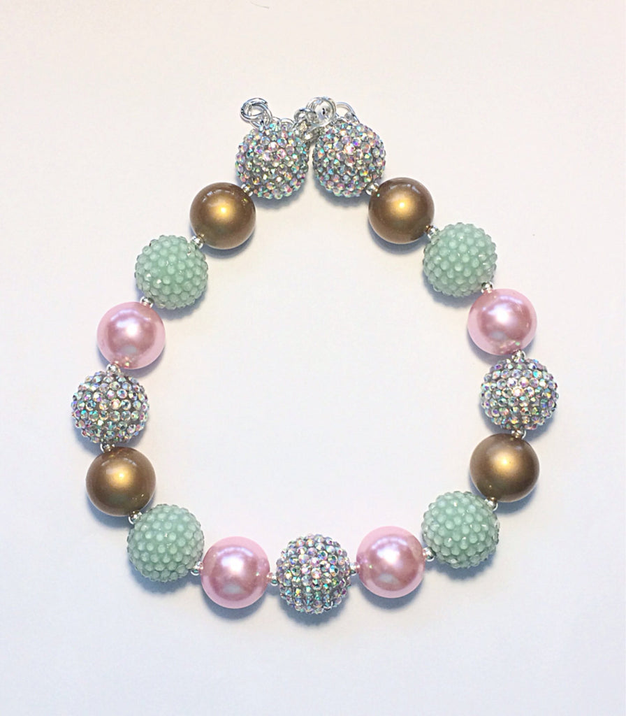 Bubblegum Necklace- Pink, Mint and Gold