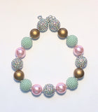 Bubblegum Necklace- Pink, Mint and Gold