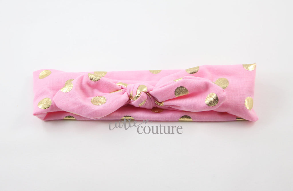 Karen- Pink and Gold Knotted Headband