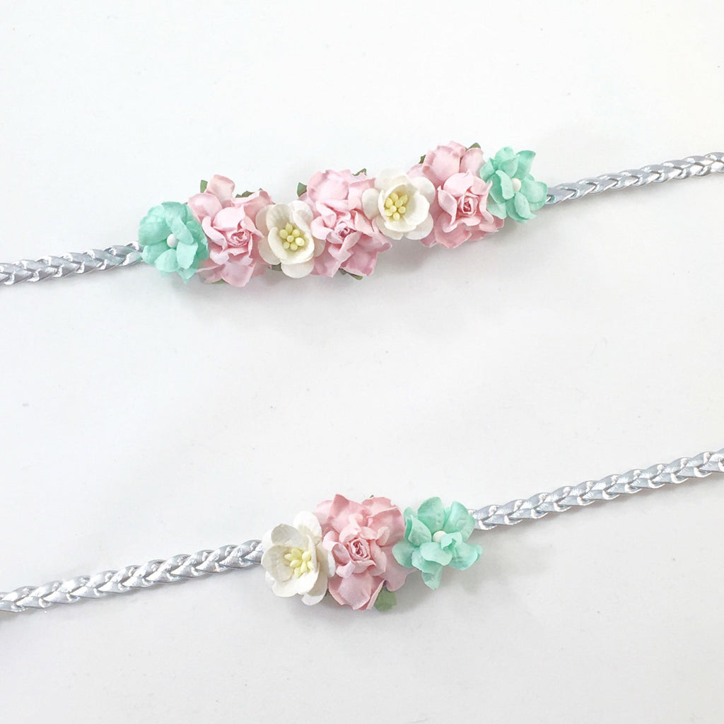 Mommy and Me- Pink, Cream, Mint and Silver Headband