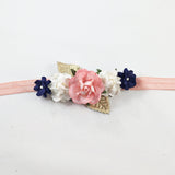Mommy and Me- Coral, Cream and Navy Headband