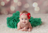 Luciana- red flower on candy cane elastic