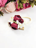 Francesca - red, cranberry and cream flower Headband