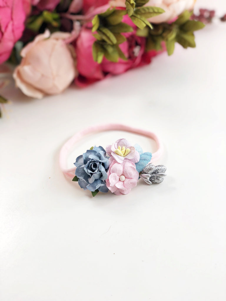 Francesca - blue, pink and lavender flower Headband
