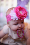 Rosanna- hot pink and white headband