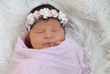 Aubrey- Floral Crown Headband- White and Pink