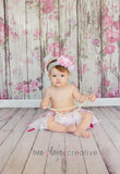 Rosanna- Pink and White Headband with feather