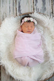 Aubrey- Floral Crown Headband- White and Pink