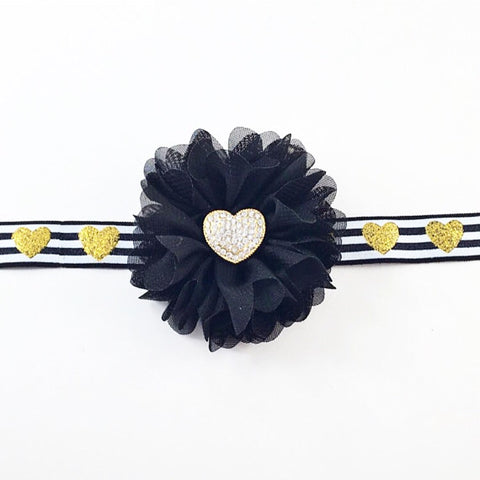 Luciana- Black and Gold Heart Headband